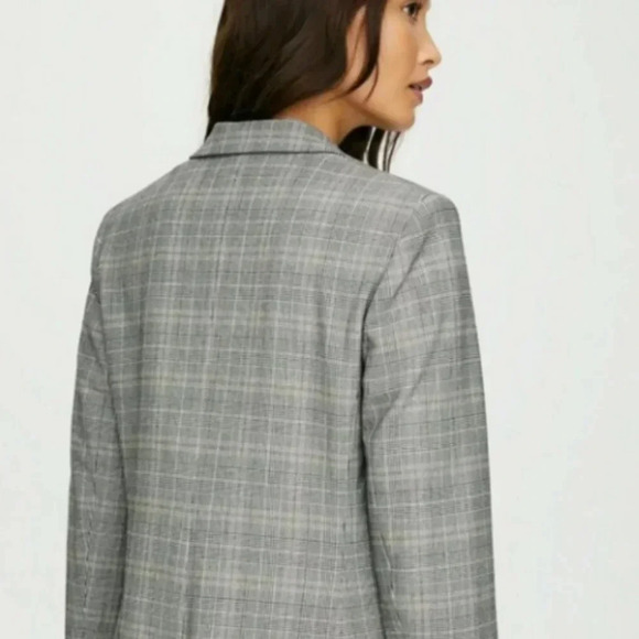 Aritzia Babaton Samuel Blazer Houndstooth Plaid Black White 00 Double Breasted - Picture 3 of 12